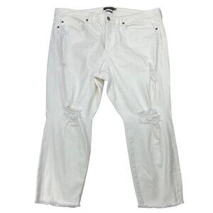 Torrid High Rise Straight Leg Jeans Distressed White Womens Size 20 Short